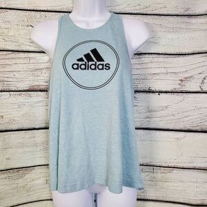Adidas Women’s Racerback Tank Top Size M Light Blue Logo Sleeveless Athletic Shi